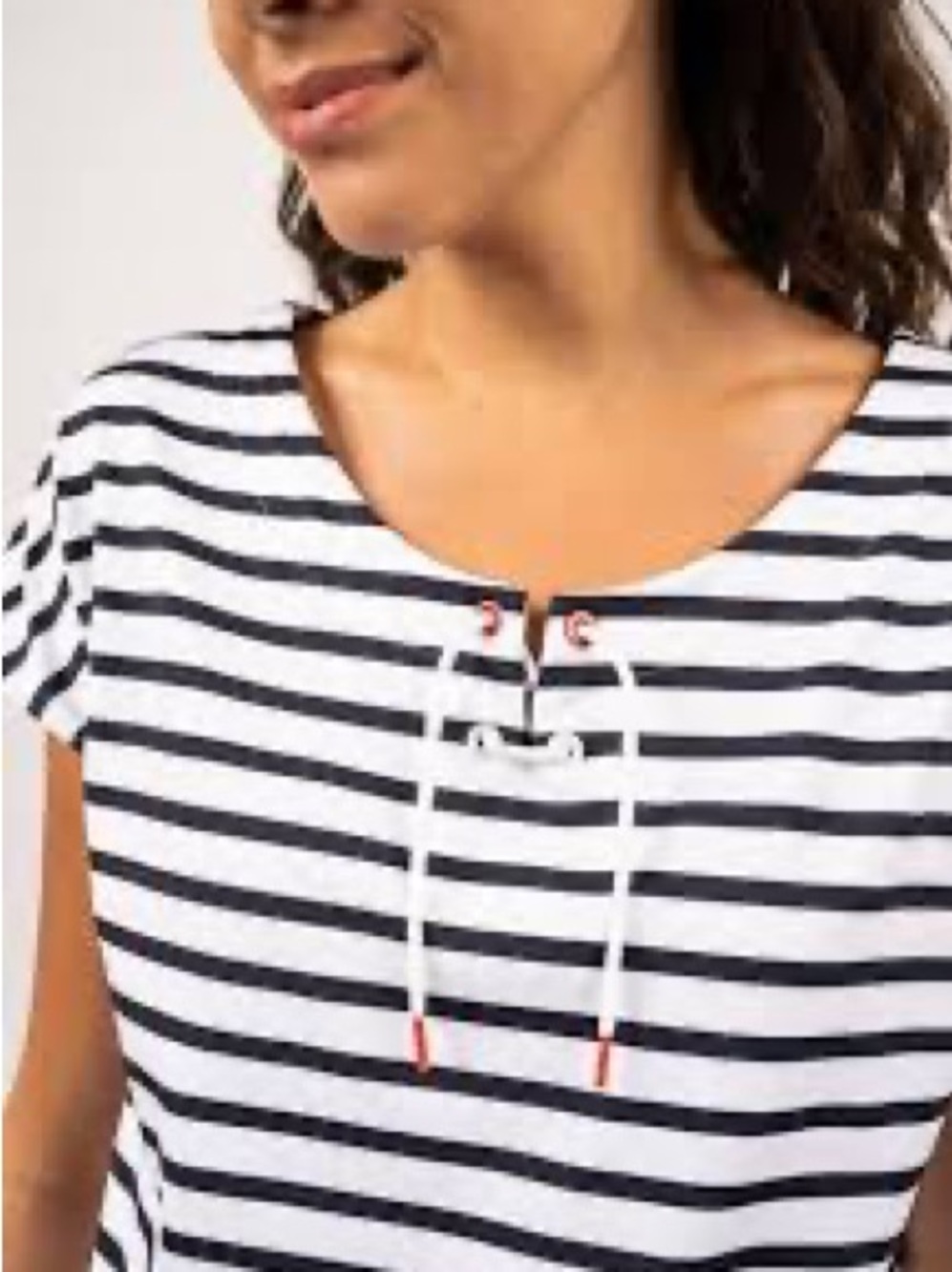 Saint James Lannilis Striped Lace-Up Top NWT M